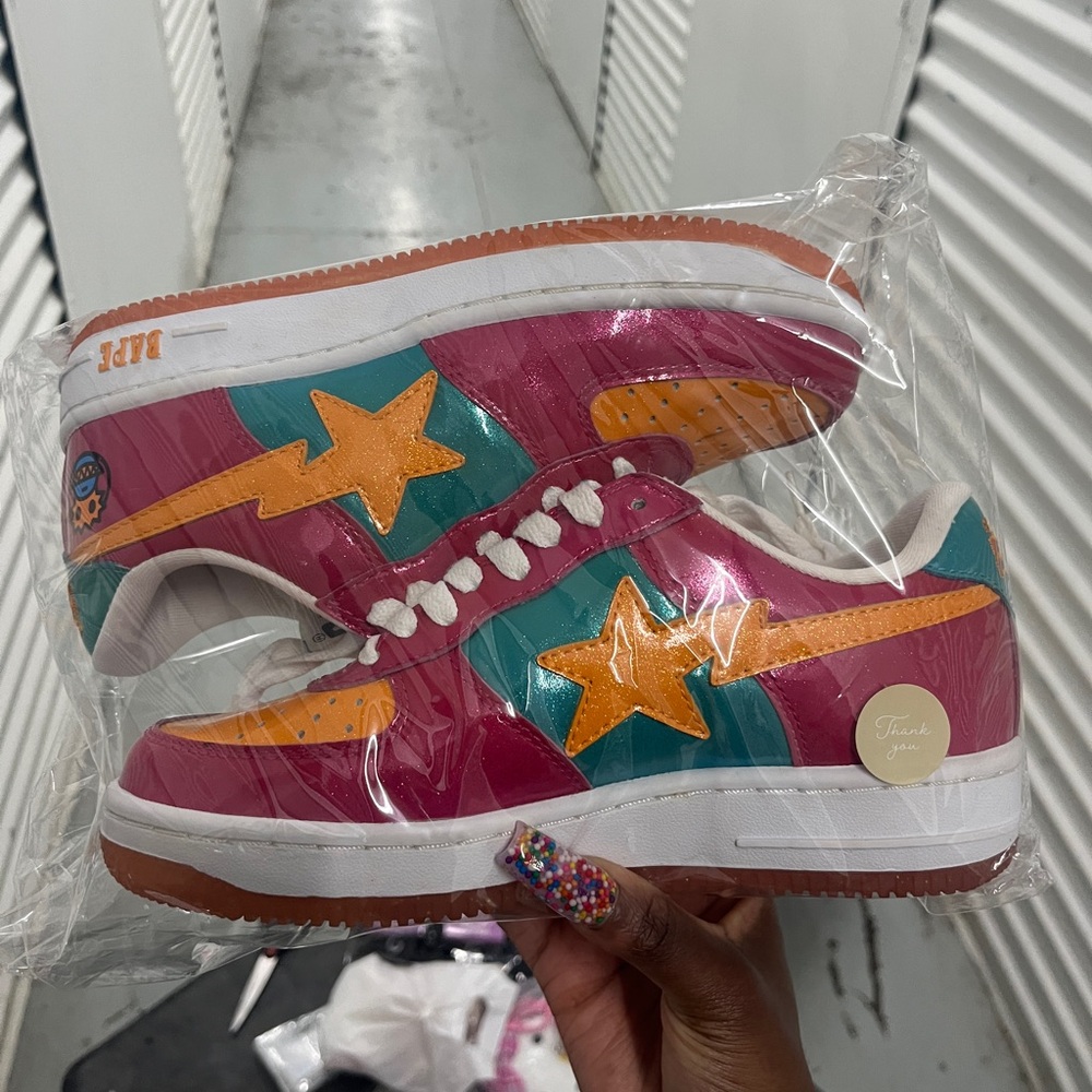 Bape A Bathing Ape Bapestas Baby Milo Glitter Monster Mens 5.5 Womens 7 23.5 CM